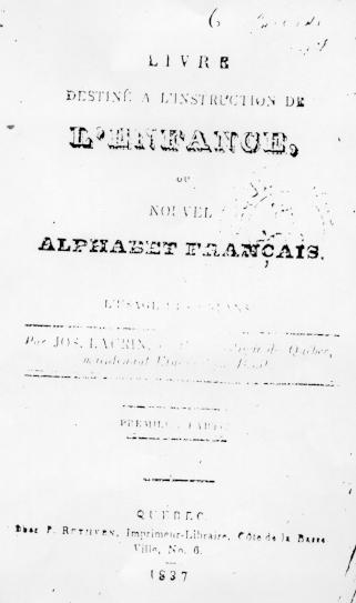 Page titre du Livre destin  l'instruction de l'enfance