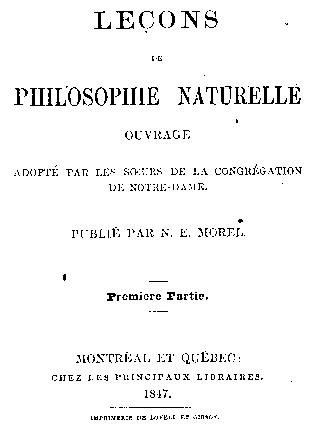 Page titre de Leçons de philosophie naturelle