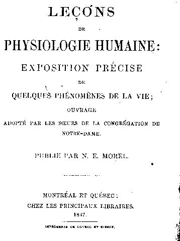 Page titre de Leons de physiologie humaine