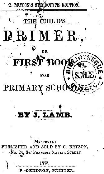 Page titre de The child's primer, or, first book for primaray schools