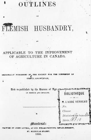 Page titre de Outlines of Flemish husbandry: as applicable to the improvement of agriculture in Canada