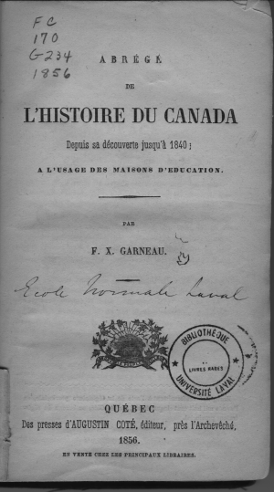 Page titre de Abrg de l'histoire du Canada depuis sa dcouverte jusqu' 1840:  l'usage des maisons d'ducation