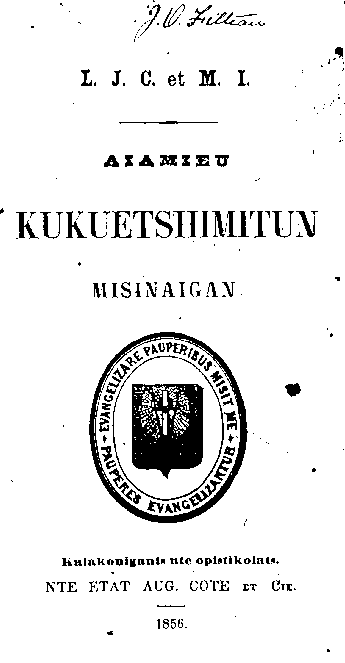 Page titre de Aiamieu kukuetshimitun misinaigan