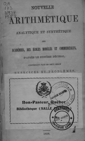 Nouvelle arithmétique analytique et 
synthétique