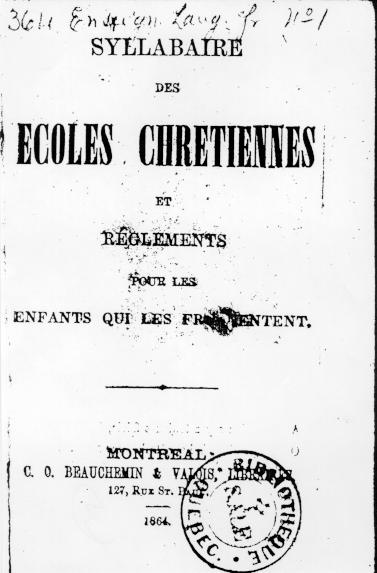 Page titre de Syllabaire des coles chrtiennes et rglement pour les enfans