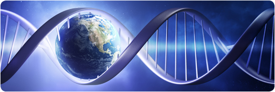 image double hélice d'ADN et la Terre