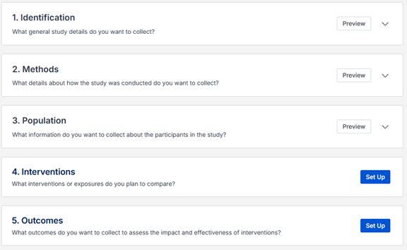 Identification, Methods Population, Interventions et Outcomes